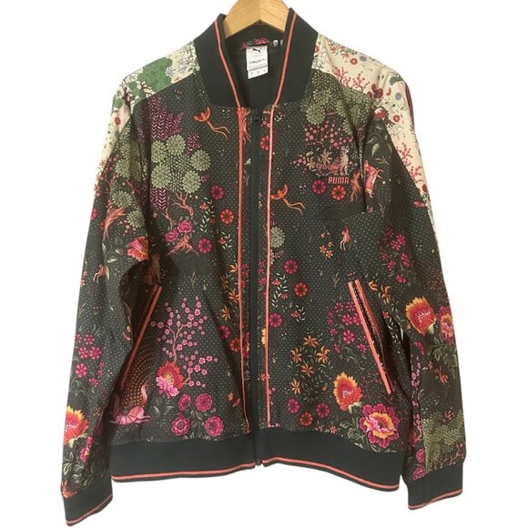 Puma x Liberty London Green Floral Animal Print Track Athletic Jacket Size Large - Picture 3 of 12